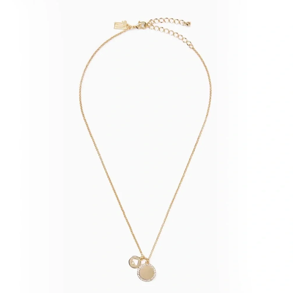 Kate Spade Spot The Spade Pave Charm Gold Pendant Necklace